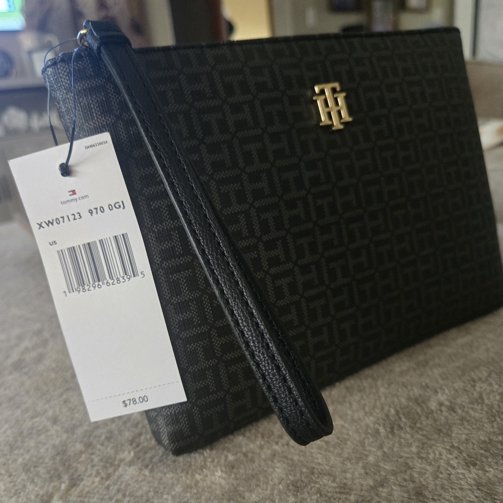 Tommy Hilfiger Black and Gold Patterned Accessory